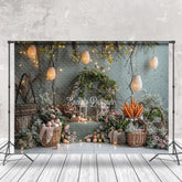 Aperturee - Floral Egg Greyish Green Easter Photography Backdrop